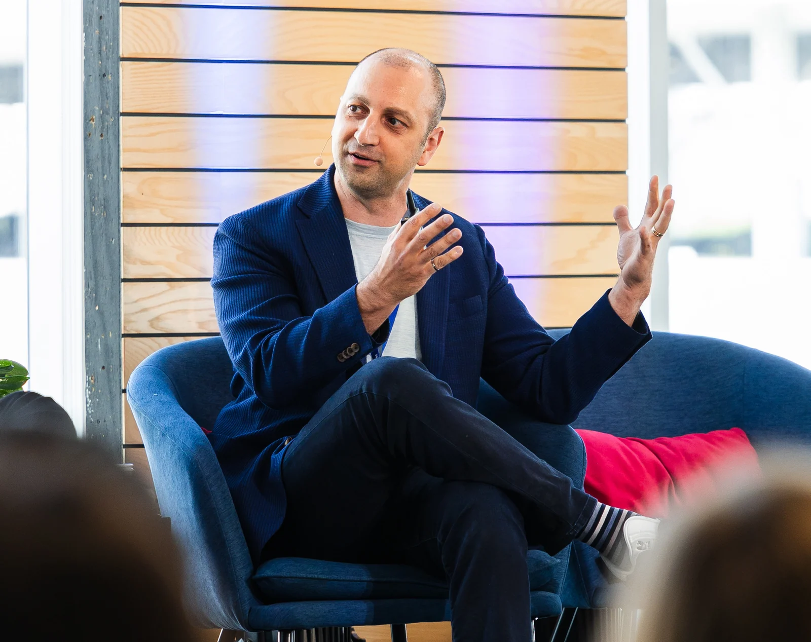 Jean Fahmy speaking at an artificial intelligence conference